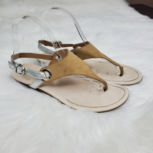 Franco Sarto Size 7.5 Grip Two Tone Leather Wedge Sandal - Picture 1 of 10